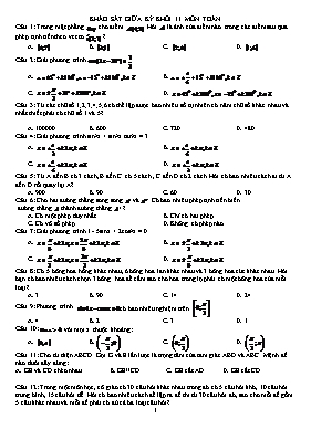 Khảo sát giữa kỳ khối 11 môn Toán